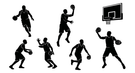 Silhouettes of men playing basketball sport. © MULUNG DOLLAR