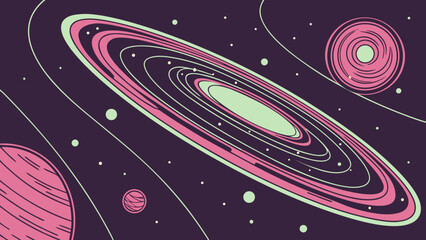 Abstract space illustration with planets and planetary rings universe abstract © kona