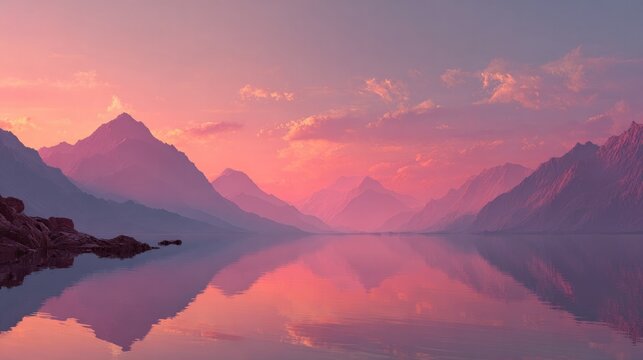 serene mountain lake at twilight