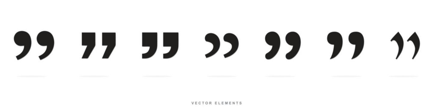 A close-up view of various quotation mark styles, showcasing a range of typography and punctuation designs.
