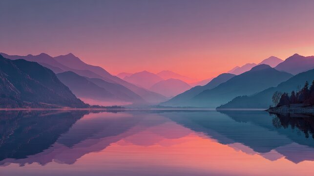 serene mountain lake at twilight