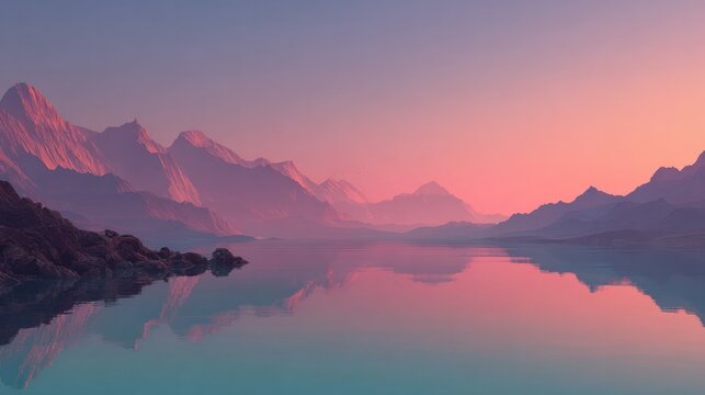 serene mountain lake at twilight