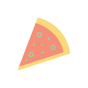 Pizza Slice Vector Illustration Isolated On White Background Asset.