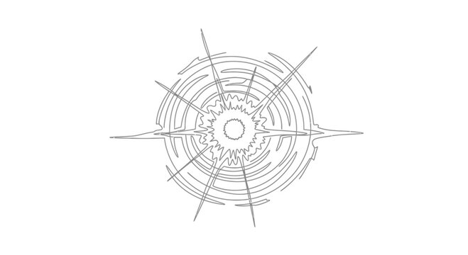 Abstract radial burst explosion line art illustration, energy impact effect