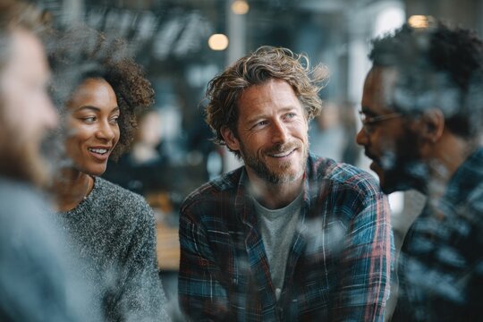 group of friends enjoying conversation together