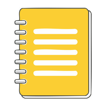 Yellow spiral notebook icon with white lines