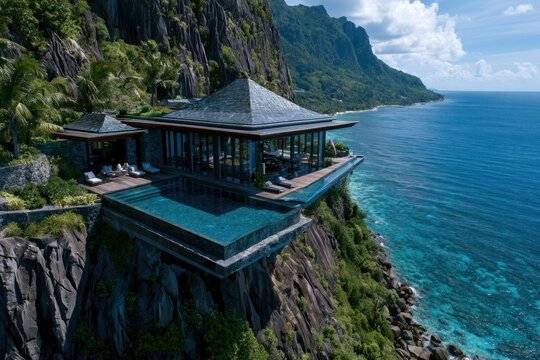 luxury cliffside villa with ocean view