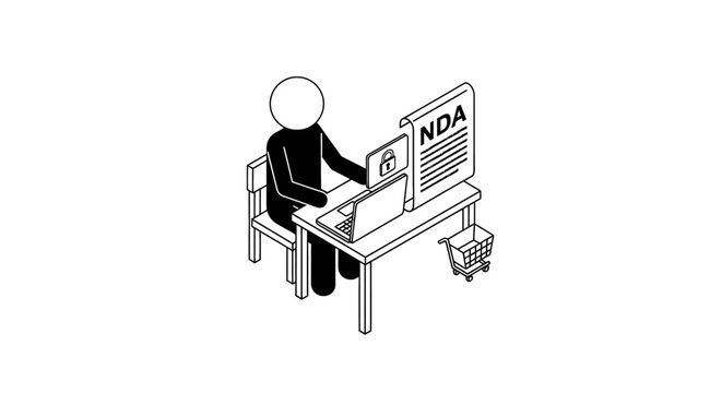 Illustrated person working on FDA computer system.