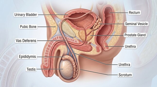 Detailed anatomy of male reproductive system for educational purposes
