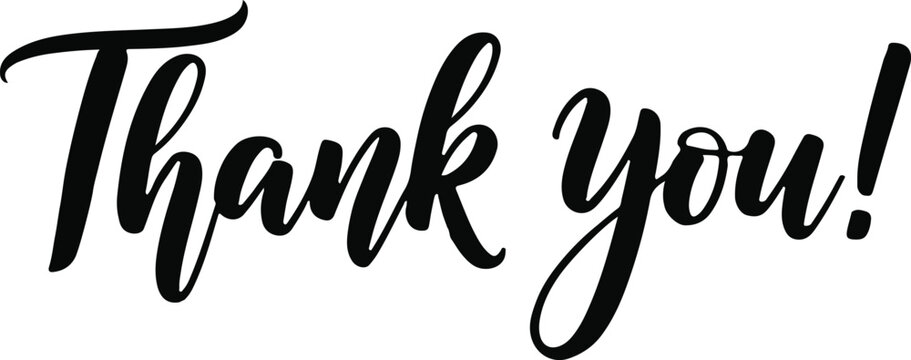 Elegant thank you message in black cursive script