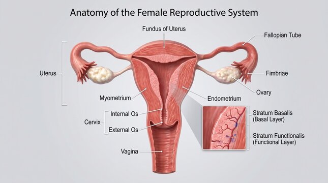 female reproductive system anatomy medical diagram