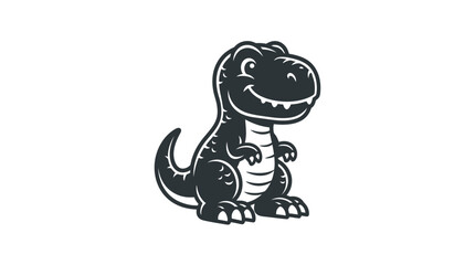 Fototapeta premium Cartoon Tyrannosaurus Rex baby standing line art illustration.