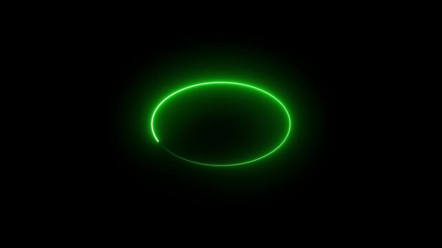 Bright neon circular line frame repetitive animation on black background. Neon light trail circle- Gradient neon circle frame loading icon animation. Cyan circle glow border concept blinking lines.
