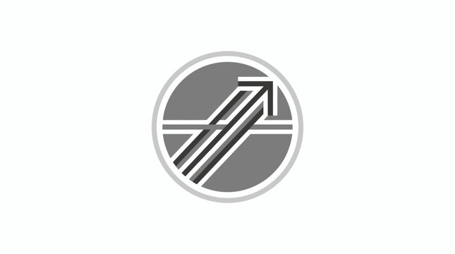 Circular financial growth arrow and parallel lines logo.