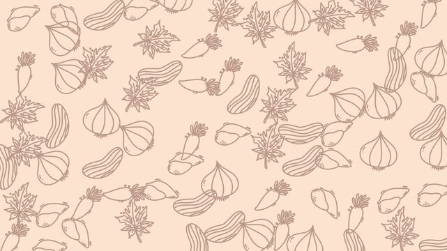 Minimalist Hand Drawn Vegetable Pattern Loop