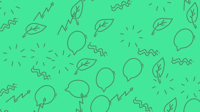 Retro Groovy Abstract Green Doodle Pattern Background