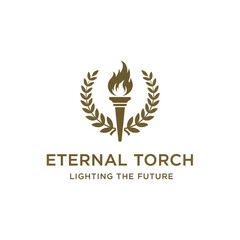 Traditional flaming torch and laurel branches, perfect for education, sports competitions, or heritage brands. © StockWave
