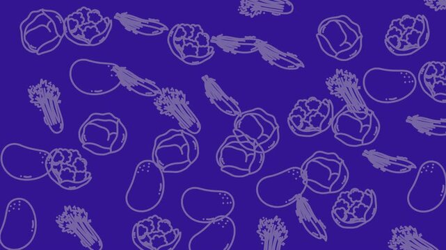 Boho Organic Vegetable Line Art Pattern