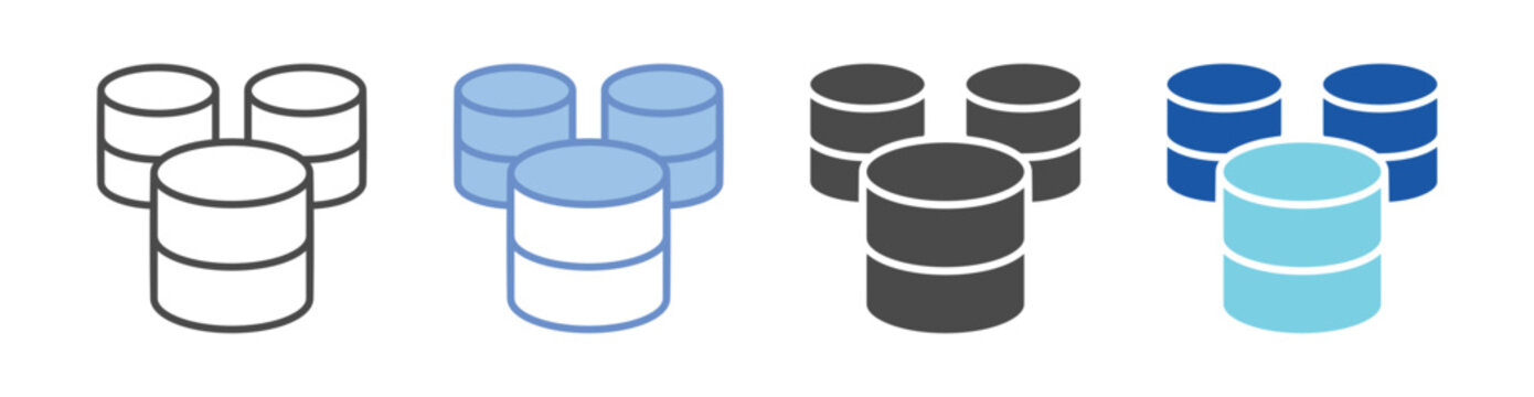 Database Icon Set With Multiple Styles Vector Illustration