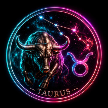 Neon zodiac taurus