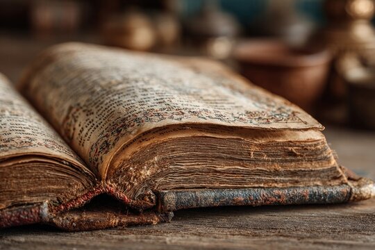 ancient open book with intricate illustrations