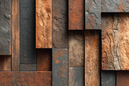 textured stone wall with geometric patterns