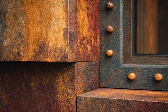 rusty metal texture with rivets and panels