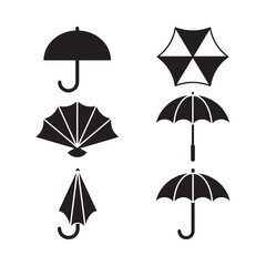 Obraz premium Umbrella Silhouettes Black And White Vector Illustration Collection