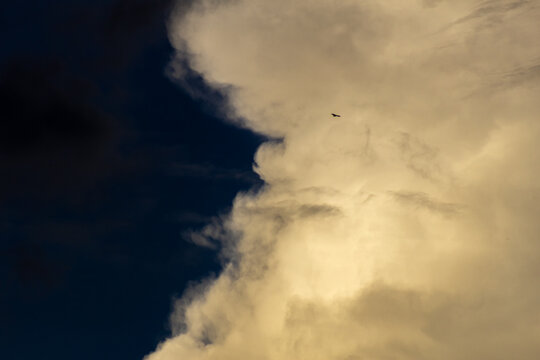beautiful sky with big clouds at sunset