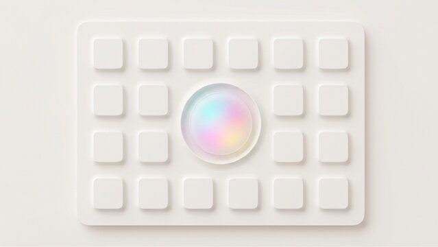 Neumorphic minimalist UI interface with soft glowing gradient processing module