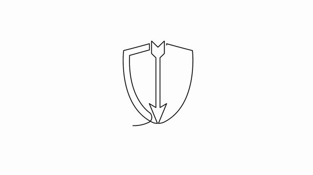 Shield and arrow icon vector graphic animation for safety insurance and data protection minimalist layout