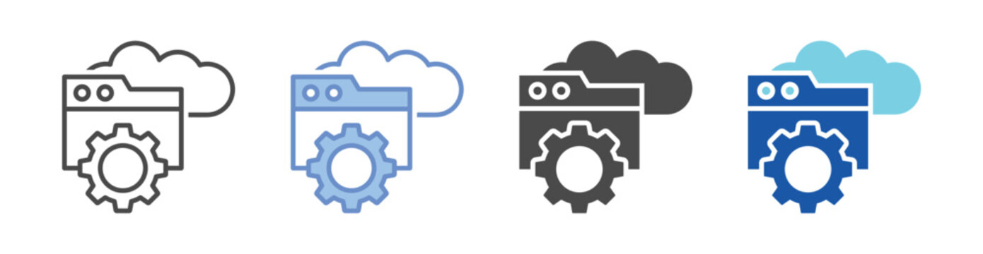 API Integration Icon Set With Multiple Styles Vector Illustration