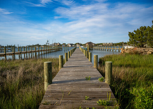 Pier on silver lake Ocracoke Island NC 