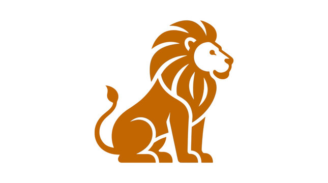 Flat minimal vector icon of a lion sitting pose, simplified mane shape, strong bold silhouette, clean geometry