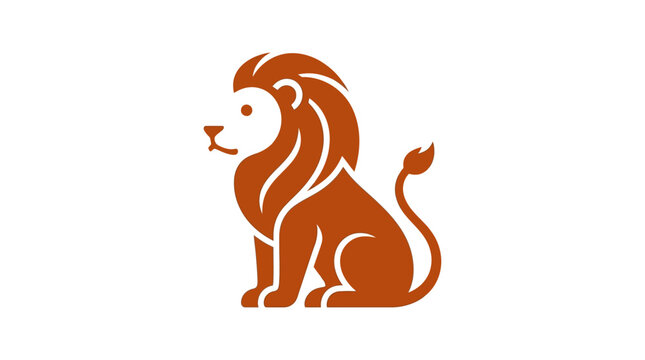 Flat minimal vector icon of a lion sitting pose, simplified mane shape, strong bold silhouette, clean geometry