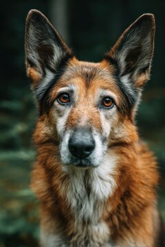 a close-up portrait of a german shepherd dog