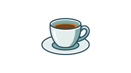 Obraz premium A simple white cup of hot coffee on a saucer.