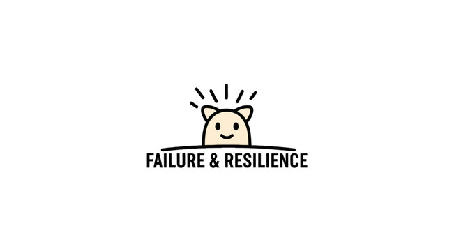 Smiling character representing resilience rising after failure