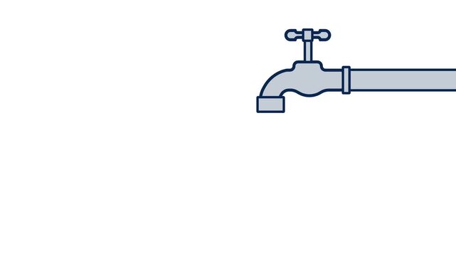 Leaking Water Faucet with Falling Droplet and Growing Puddle Animation