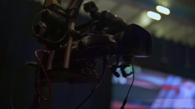 Professional broadcast camera crane filming live event