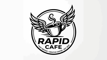 Obraz premium Rapid Cafe Coffee Shop Logo Design.