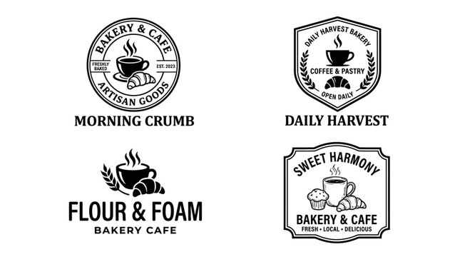 Bakery cafe logos and labels.