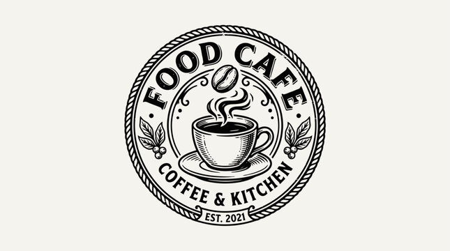 Food cafe coffee shop logo design.