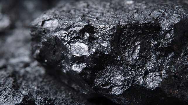 Macro view of raw coal lump texture.