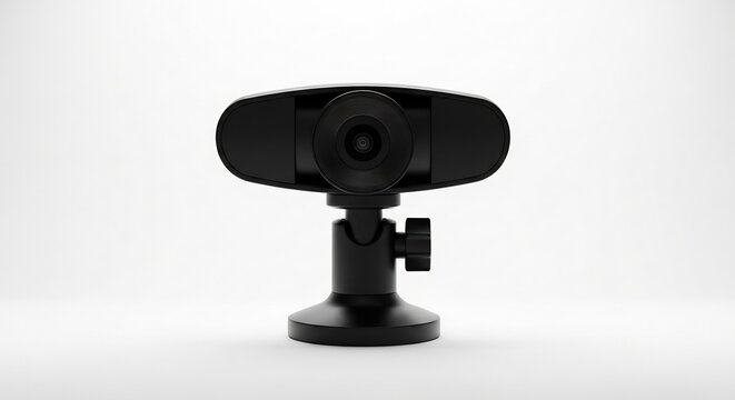 Professional black webcam on a mini tripod stand for desktop use.
