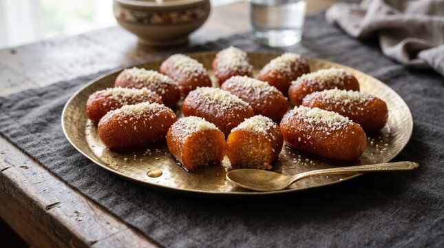 Premium Bangladeshi Chomchom Sweet Dessert with Mawa Flakes