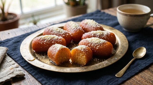 Premium Bangladeshi Chomchom Sweet Dessert with Mawa Flakes