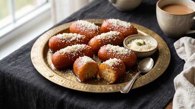 Premium Bangladeshi Chomchom Sweet Dessert with Mawa Flakes