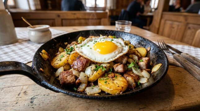 Traditional Austrian Tiroler Gr?stl Potato Fry