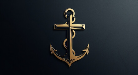 Golden Anchor Symbol Nautical Maritime Object. © Erning